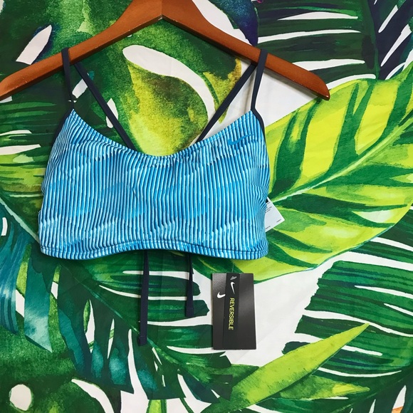 2/$40 $50 Nike Women’s Blue Reversible Blue Swim Top - Picture 2 of 13